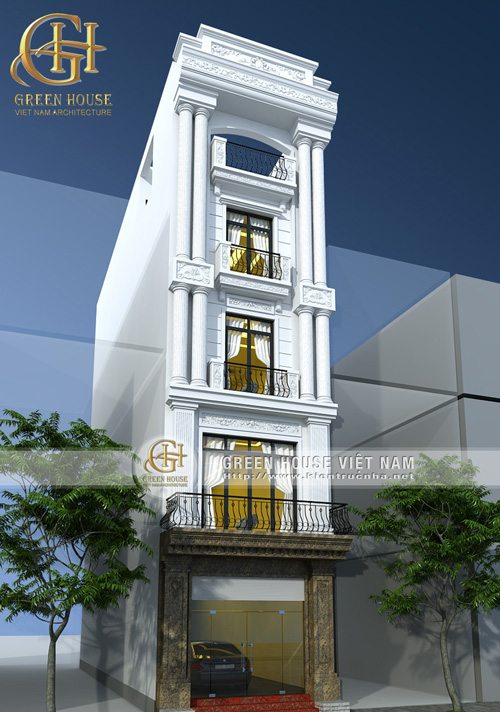 Thiết kế nhà phố 5 tầng theo phong cách tân cổ điển