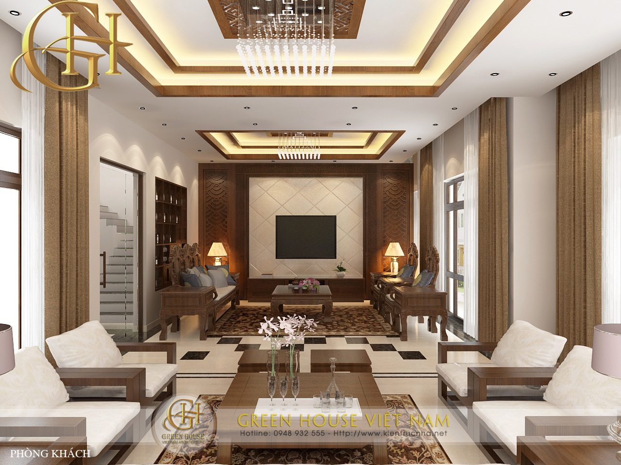 Nét đẹp của phong cách nội thất cổ điển kết hợp tính hiện đại thiết kế bởi Green House Việt Nam