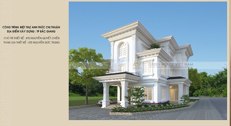 Thiết kế kiến trúc biệt thự :Gia đình anh Thức - Tp Bắc Giang