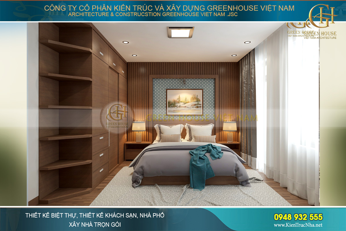 Không gian phòng ngủ master của căn hộ chung cư hiện đại tại Hà Nội